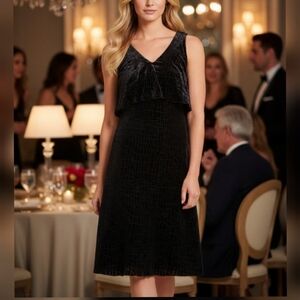 New Halston party dress black velvet burnout cocktail lbd size S 4